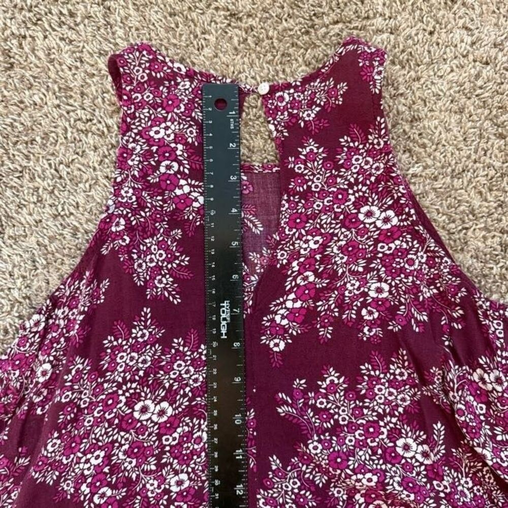 Gap Womens Tank Top XS Red/Purple Floral Flowing Sleeveless High Low Front - Picture 6 of 7